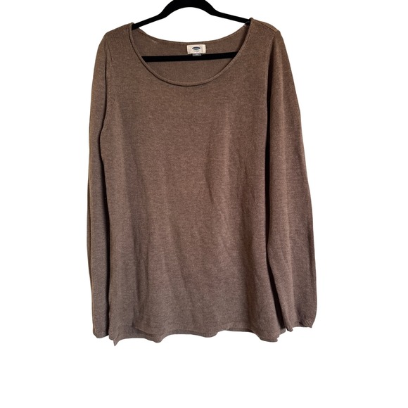 Old Navy Womens XL Brown Long Sleeve Scoop Neck Casual Knit Top Sweater - Picture 1 of 8